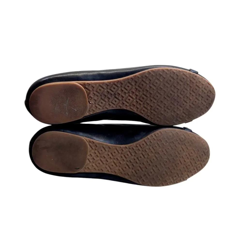Tory Burch Mini Miller Black Leather Logo Pump‎ Size 5.5M Comfy Flats